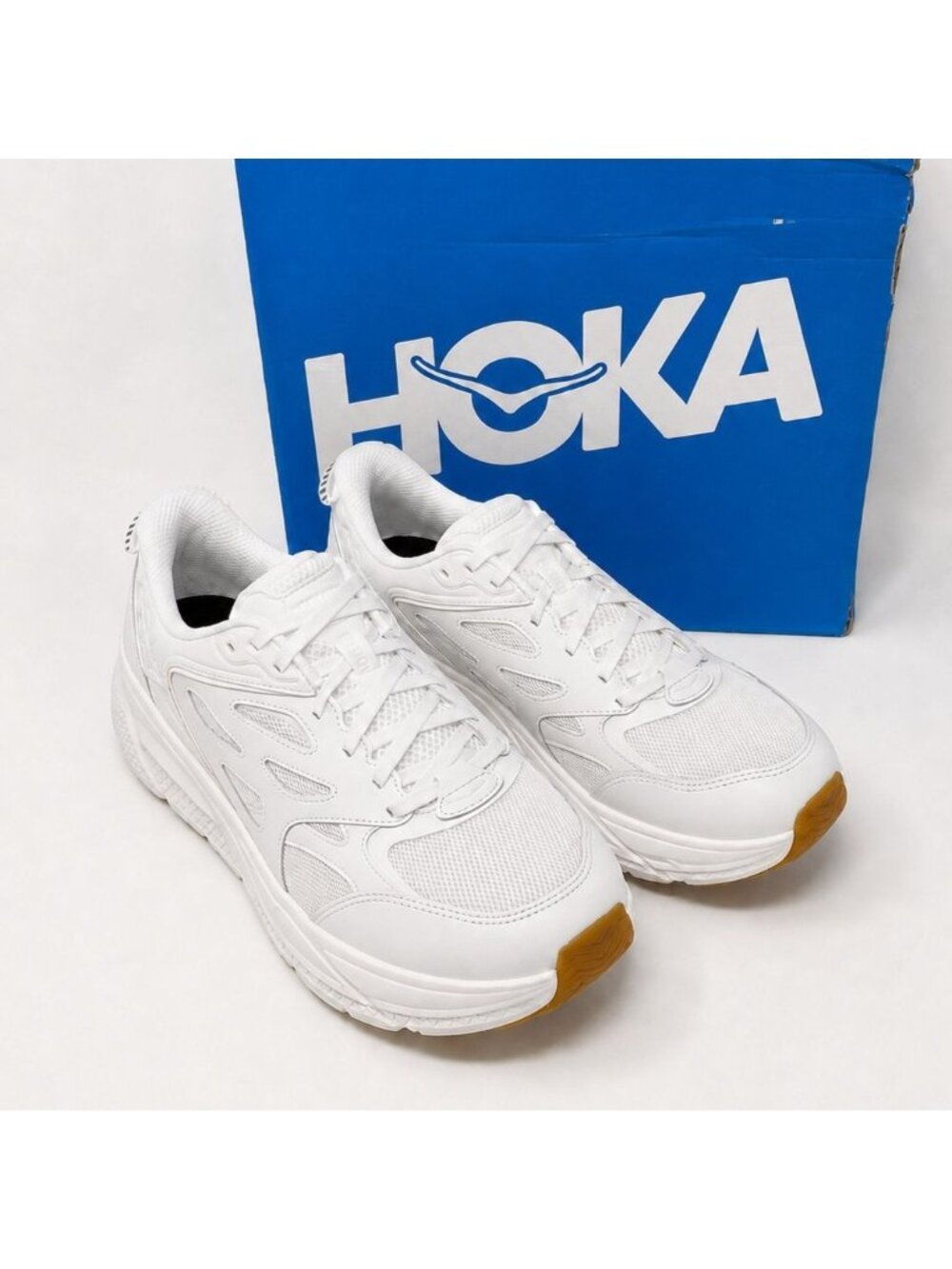 HOKA Clifton L Supportive Walking Sneakers White Gum Men 12 Women 13 1160050